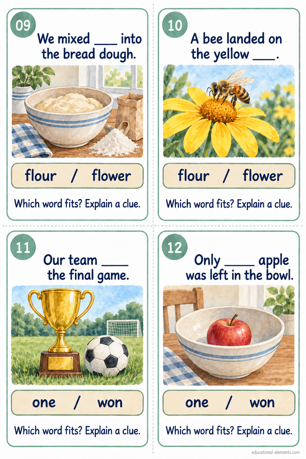Homophone Cards 09-12